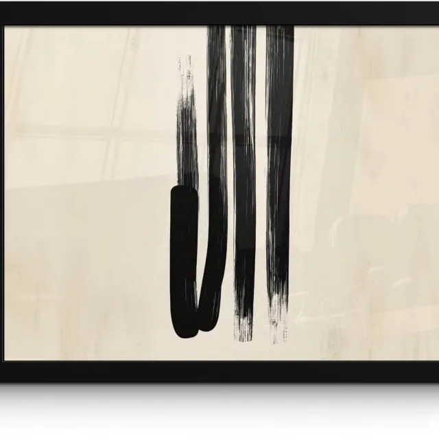 FrameYourWall Poster in lijst - Fotolijst 40x30 cm - Posters - Penseelstreken - Verticaal - Zwart - Posterlijst zwart - Decoratie - Wanddecoratie woonkamer - Muurdecoratie slaapkamer