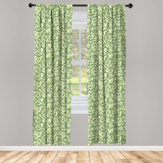 ABAKUHAUS Raamgordijnen – Krullend damast 2-delig 75x225 cm – Lichtgroen Hellgroen