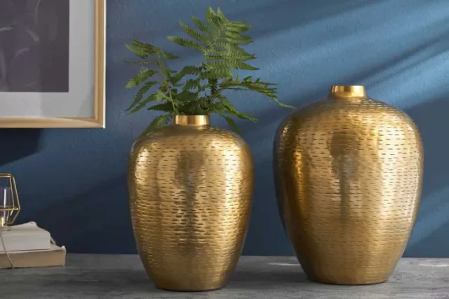 Invicta Interior Elegantes Vasen 2er Set ORIENTAL 32cm goud im Rice Hammerschlag Design - 41532 Zie omschrijving