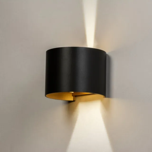 Lumidora Wandlamp 74705 - Voor buiten - AUSTIN - 2 Lichts - Ingebouwd LED - 6.0 Watt - 500 Lumen - 2700 Kelvin - Zwart - Goud - Metaal - Buitenlamp - Badkamerlamp - IP54