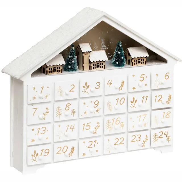 Feeric lights & Christmas Calendrier de l'Avent maison blanc H. 33 cm