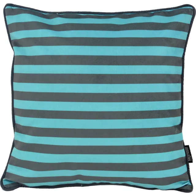 Gek op Kussens! Sierkussen Velvet Artistic Stripe | 45 x 45 cm | Polyester Blauw-Zwart