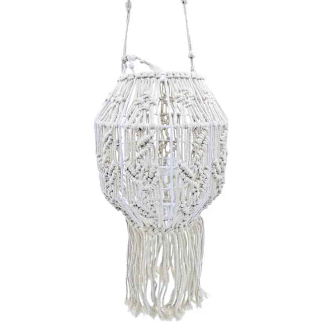 Lavandoux Macramé Hangend Windlicht - Lantaarn - Ø24 - Crème