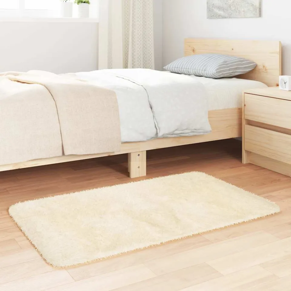 vidaXL Hoogpolig vloerkleed NAVARRA 60x100 cm polyester crèmekleurig, foto 3