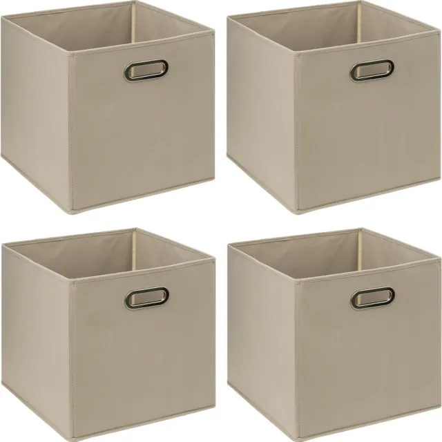 5Five® 5Five Opbergmand/kastmandje - 4x - Taupe - 31 x 31 x 31 cm - 29 liter - Vakkenkast manden - Stof met versterkte bodem - Opvouwbaar