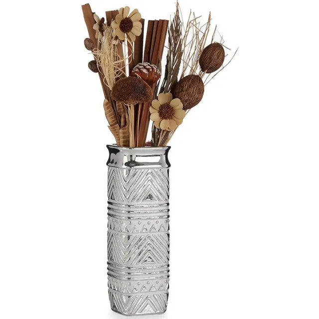 Giftdecor Bloemenvaas - zilver modern - 10 x 30 cm - keramiek