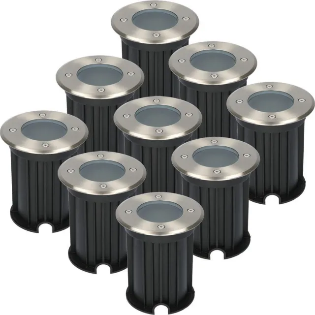 9x HOFTRONIC Maisy - Grondspots LED voor buiten - Rond - RVS - IP65 Waterdicht - Verwisselbare GU10 - Tuinspots en inbouwspots buiten voor in de grond - 3 jaar garantie