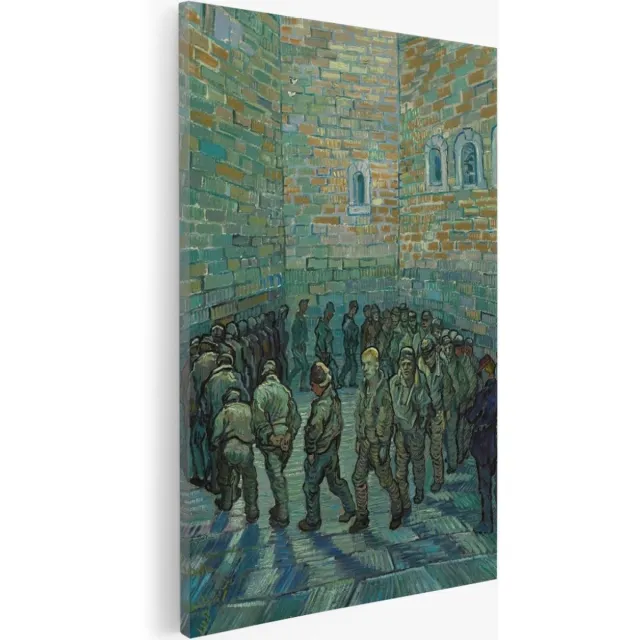 Saammp Canvas Schilderij - Vincent Van Gogh - De gevangenisbinnenplaats - Abstract - Kunst- 40x60 - Foto op canvas - Wanddecoratie - Muurdecoratie Woonkamer - Slaapkamer decoratie - Canvas Print Multicolor
