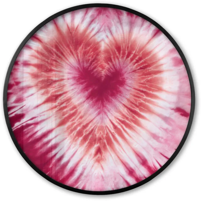 FrameYourWall Poster in lijst Rond - Fotolijst 80x80 cm - Posters - Hartvorm - Roze - Tie dye - Ronde posterlijst zwart - Decoratie - Wanddecoratie woonkamer - Muurdecoratie slaapkamer Hartvorm - Tie dye