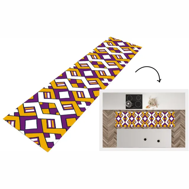 KitchenYeah Keukenloper 200x50 cm - Keukenmat vinyl Design - Lijn - Retro - Keukenmatten loper - Keuken vloerkleed tapijt