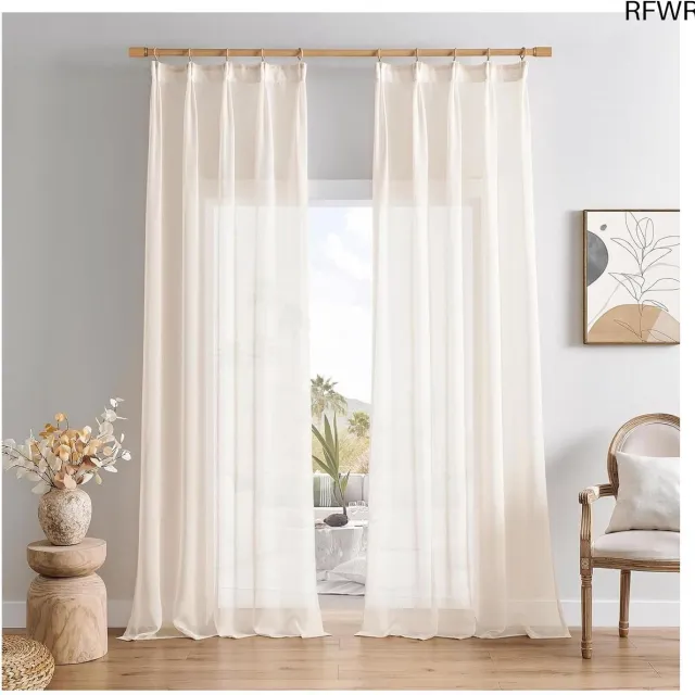 RFWR Halftransparante Beigekleurige Gordijnen 140 x 160 cm - 2 Stuks voor Moderne Interieurs