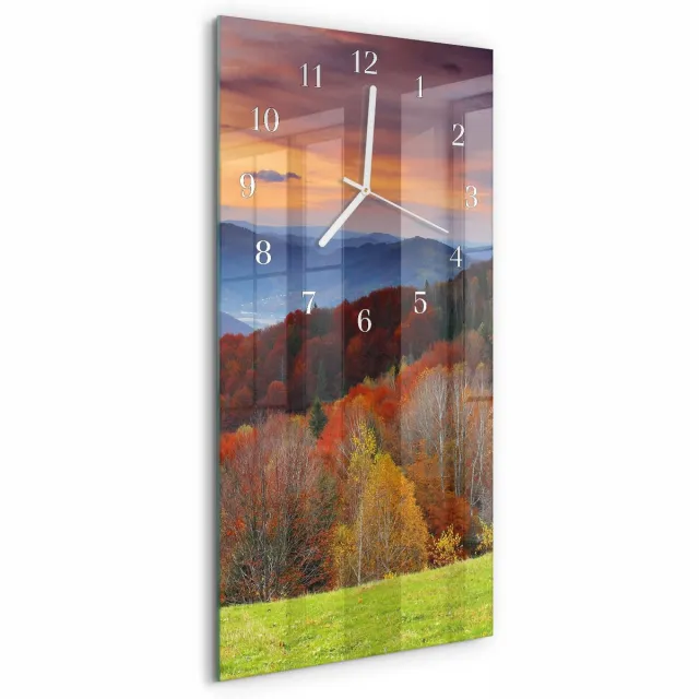 TULUP Wandklok - Perspectieven Moderne Wandklok Glas - 30x60 cm - Veelkleurig Wandklok Glas Decoratie - Witte Handen - Rechthoekige Wandklok - Glazen Klok Met Print - Wandklok Glas Met Motief Veelkleurig - Perspectieven