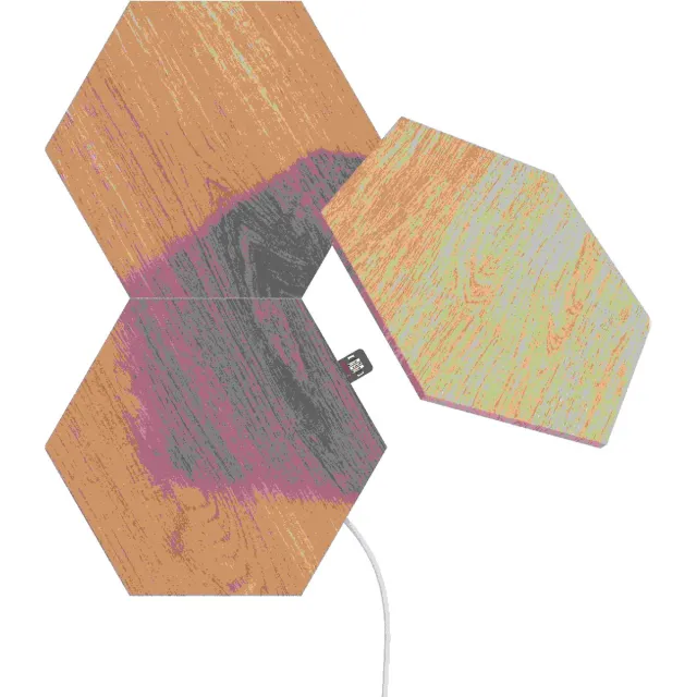 Nanoleaf Elements Uitbreidingspakket - 3 LED Panelen - Houteffect - Slimme Verlichting - Google home