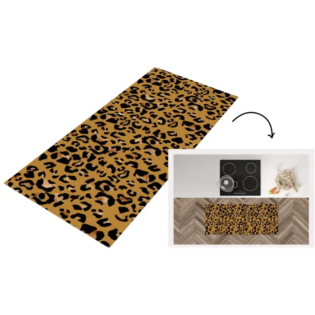 KitchenYeah Keukenloper - Loper keuken - Dierenprint - Panter - Geel - Patronen - Keukenloper vinyl Multicolor
