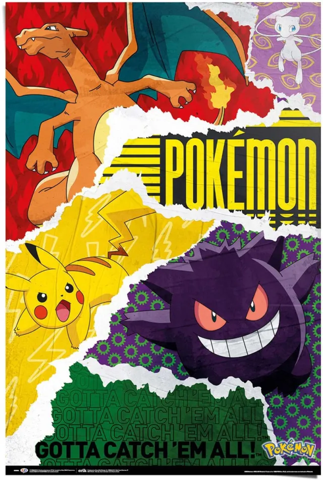 Poster Pokemon - gotta catch 'em all - 91,5 x 61 - Papier - REINDERS bonte kleuren
