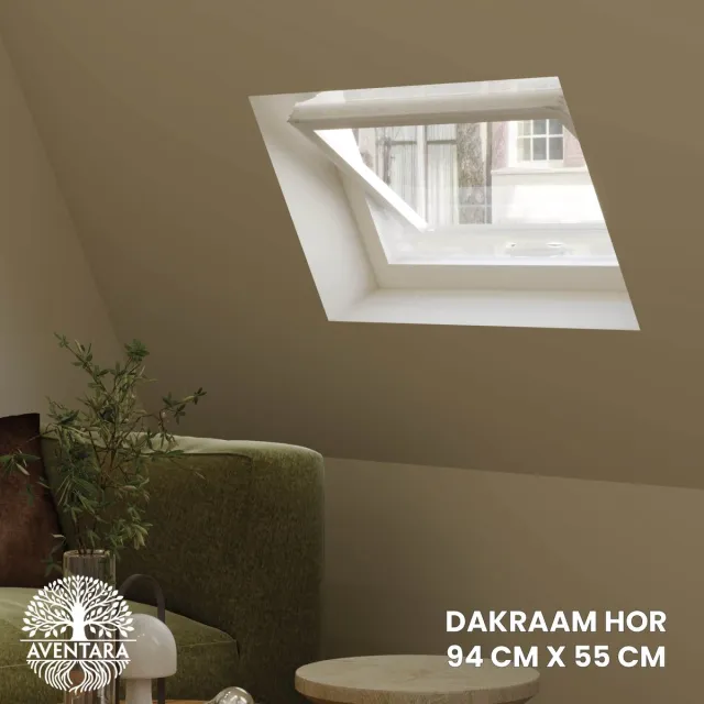 Aventara Dakraam Hor – 94 x 55 cm - Geschikt voor Velux: PK25 (GGL 425, p25) Insect Raamhor - Insecten Plissé - Vliegenhor – Gaas - Inbouw Zonder boren Wit 94 x 55