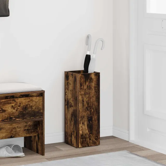 vidaXL Paraplu Standaard Gerookt eiken 20 x 20 x 55,5 cm Bewerkt hout Bruin