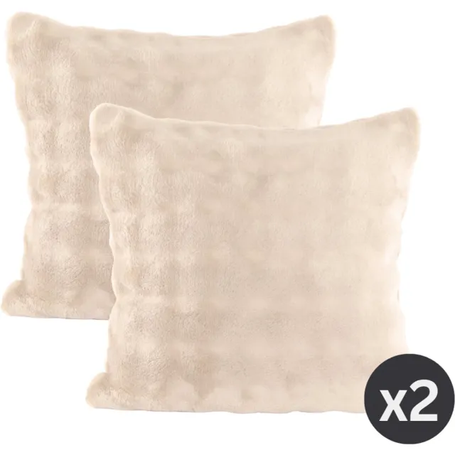 Tiseco Kussen WAVE (gevuld) - SET/2 - fleece - 45x45 cm, ivoor IVORY