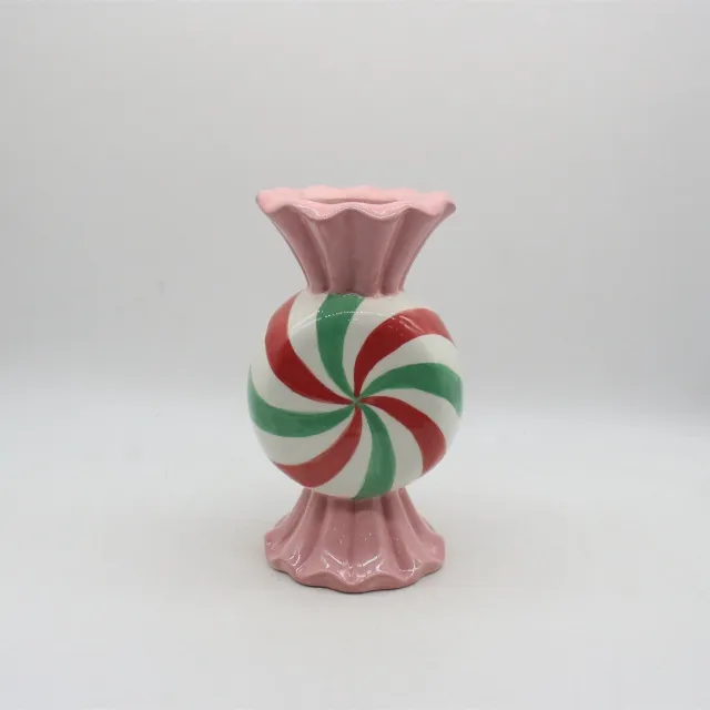 Homebound by Kolony HomeBound by KY | Aardewerk vaas candy | 13x11,5x23cm | bloemenvaas keramiek snoep Multi