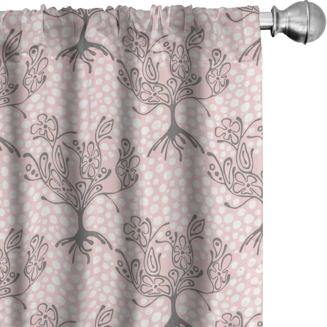 ABAKUHAUS Raamdecor – 2x75x225 cm – Mikrofaser, Halfdonker Lichtroze