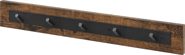 IN-HOMEXL IN.HOMEXL Kapstok - Kapstokken met 5 Haken voor Kledinghangers - Industrieel - Vintage Bruin met Zwarte Haken - 67x4x4,5cm Bruin-
