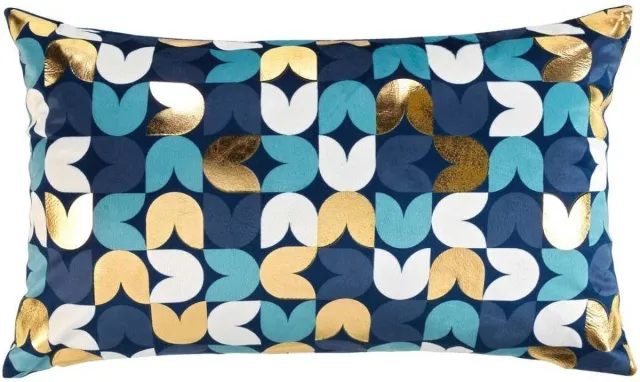 Douceur d intérieur Fluwelen kussenhoes voor decoratief kussen VIVALDIP, 30 x 50 cm blauw