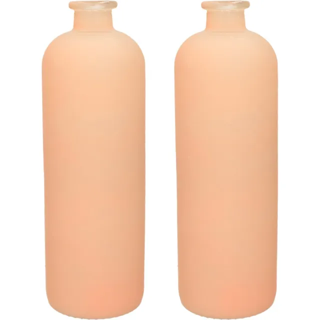 Jodeco Bloemenvaas Avignon - 2x - glas - mat terra - H33 x D11 cm Oudroze