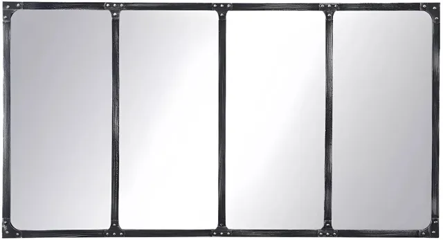 Vente-unique Industriële vensterspiegel in metaal - H 75 x B 140 cm - Zwart - MAASTRICHT