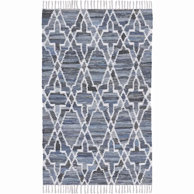 Beliani ADIYAMAN - Laagpolig vloerkleed - Donkerblauw - 140 x 200 cm - Katoen
