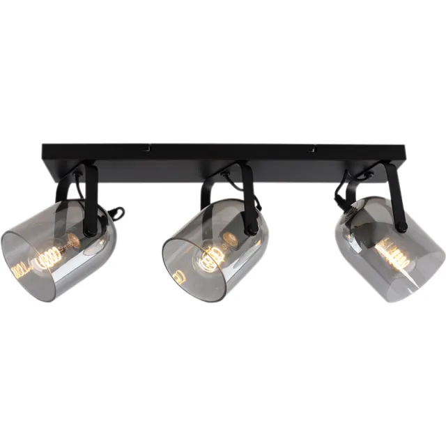 Olucia CLYDE - Plafondlamp - Grijs / Zwart - 3L - Vorm: Rechthoek