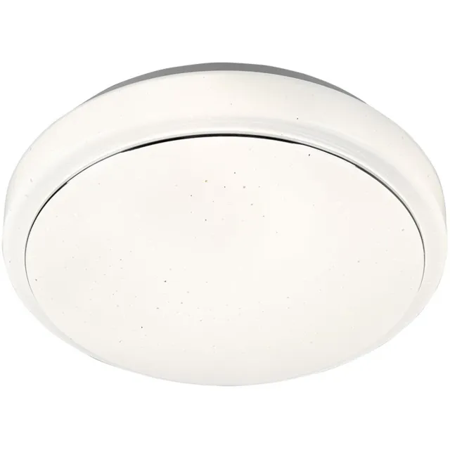 Briloner LED plafondlamp met sterrenhemel effect badkamerlamp IP44 dimbaar via CCT schakelaar, metaal wit, 12W 1200Lm warm neutraal wit, DxH 28x8,5 cm
