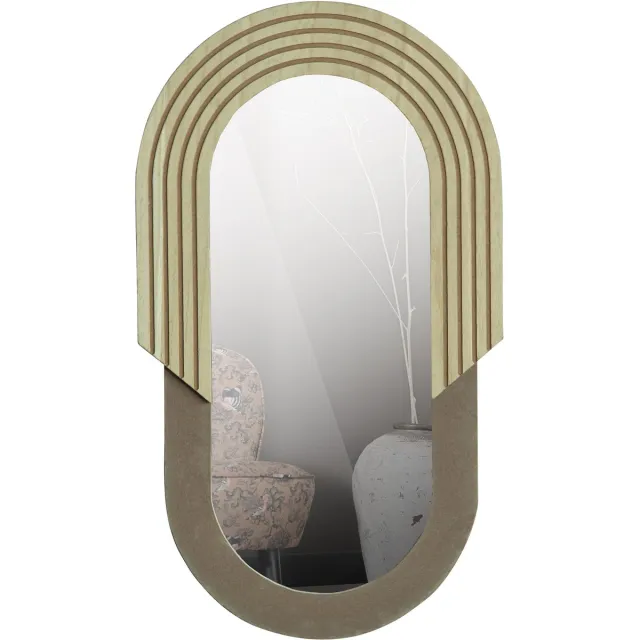 WOOOD Exclusive Hailey Spiegel Ovaal - Mdf/Glas - Naturel - 58x33x1,5 natural