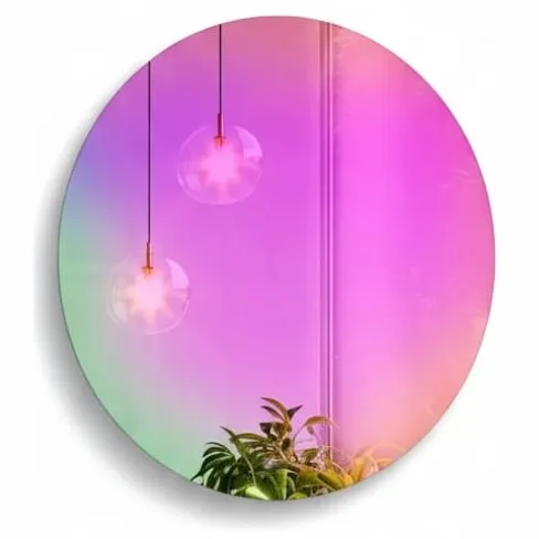 Klarven Wandspiegel Rond - Iriserende Wandspiegel - Regenboogspiegel - Randloos Design - Decoratieve Accentspiegel Woonkamer - Sfeervol Kleureffect - Rond ø74xd9cm Regenboog/iriserend