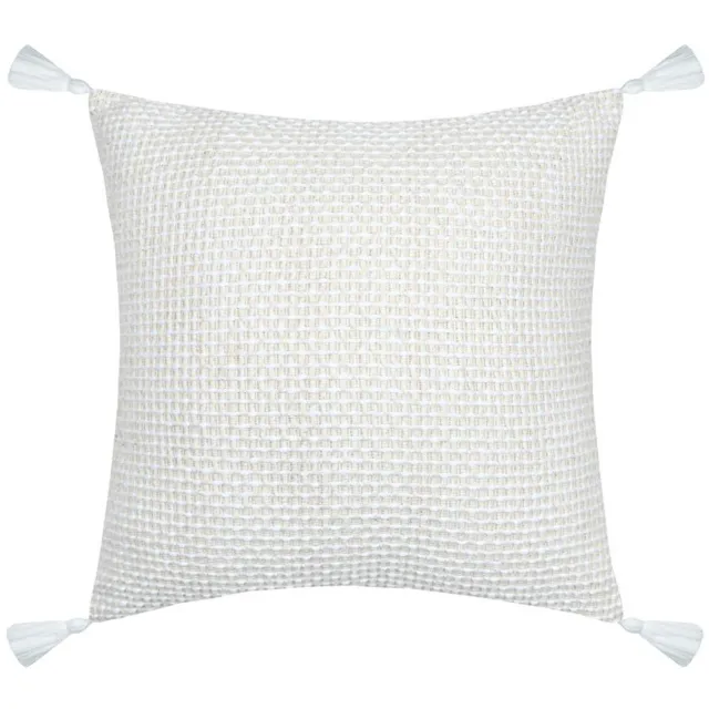 Stof Sierkussen - Decoratieve kussen met gevlochten patroon, BALMA, 40 x 40 cm Wit