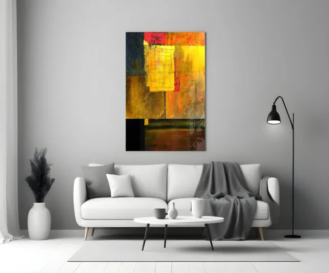 Insigne Art Glasschilderij - Abstract - Kunst - Kleuren - Wanddecoratie - Woonkamer - Slaapkamer - 110x70 cm Kleurrijk