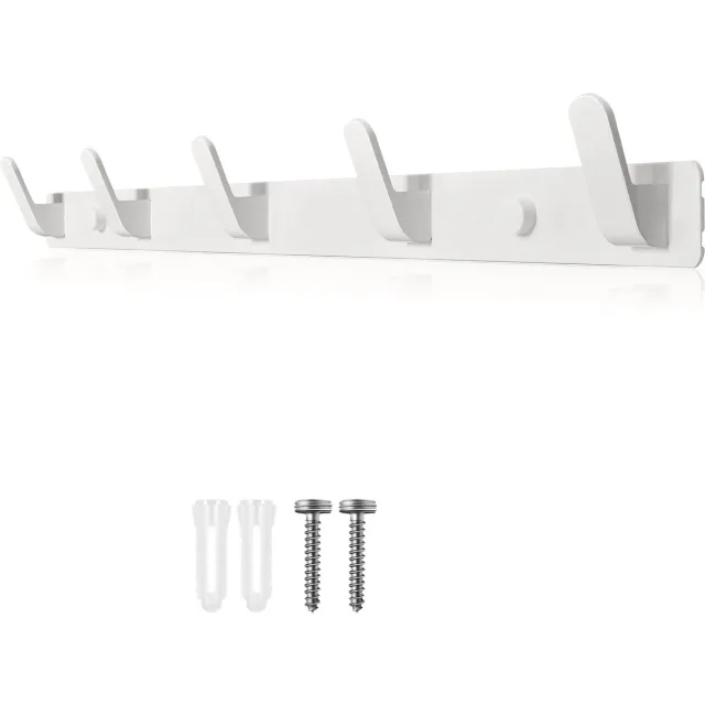 whiqutey Kapstokhaken-wit-met-5-haken-stabiele-kapstok-voor-jassen-mantels-tassen-hoeden-en-sjaals