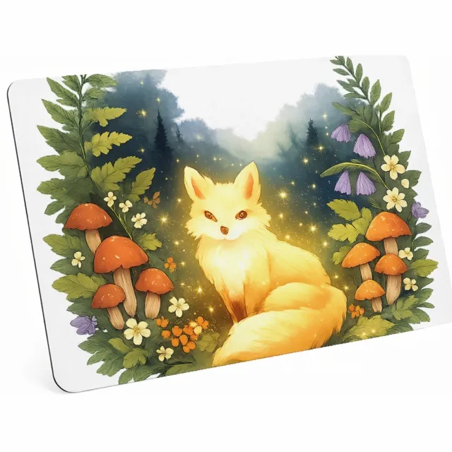 Mr Cadeautjes MDF magnetische fotolijst 28 x 19 - design Een dromerig boslandschap met een lichtgevende vos tussen va | cadeau Wit