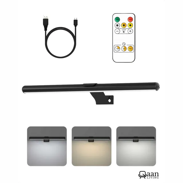 KAIA Oplaadbare Schilderijverlichting Extra Breed- Draadloze Wandlamp - Draadloze Schilderijverlichting Oplaadbaar - Touch en remote - Dimbaar LED 3000K/4000K/6500K - Oplaadbare Schilderijlamp Snoerloos - Sterke Accu Schilderijlamp - Zwart