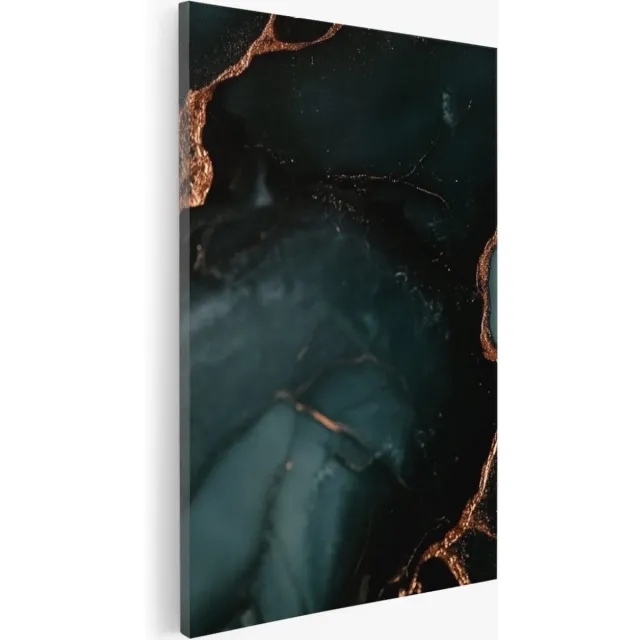 Saammp Canvas Schilderij - Groen - marmer - Abstracte wanddecoratie- 20x30 - Foto op canvas - Wanddecoratie - Muurdecoratie Woonkamer - Kantoor Decoratie Multicolor