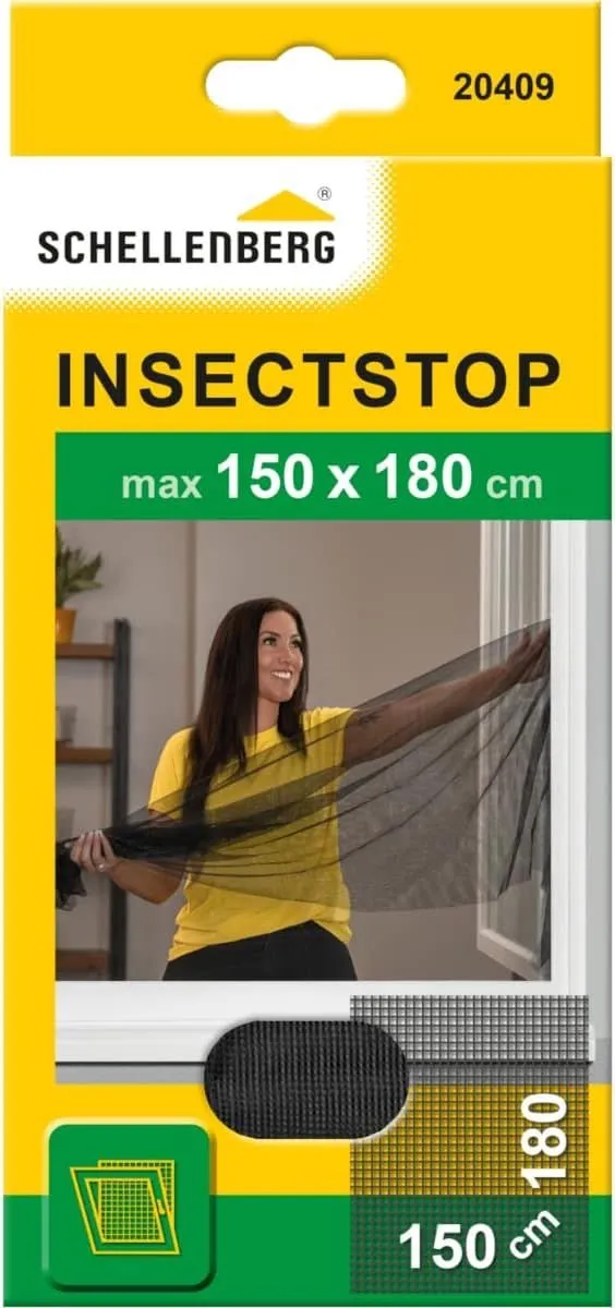 Schellenberg 50712 vliegenscherm voor ramen, insectenbescherming zonder boren, bescherming tegen muggen, vliegen, insecten en ongedierte, 100 x 130 cm, incl. bevestigingstape, wit