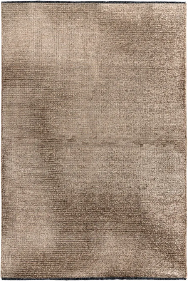 Padiro stijlvol laagpolig vloerkleed 200 x 290 cm - donkerbeige - modern effen ontwerp - voor binnen en buiten - van polyester en katoen