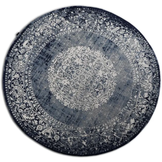 Giga Living Vloerkleed Rond 150cm Blauw - Polyester - Vloerkleed Durban - Giga Living