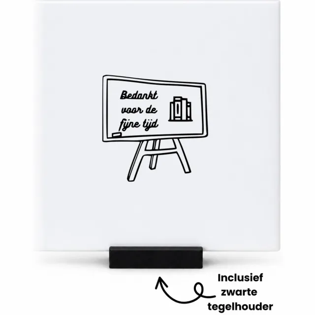 Hacebo Bedankt voor de fijne tijd tegeltje met tegelhouder - Collega - beste collega - tegeltjes met tekst - collega afscheid - vriendschap - leuk cadeau voor je collega om te geven - spreuktegels - 10.8x10.8 CM Wit
