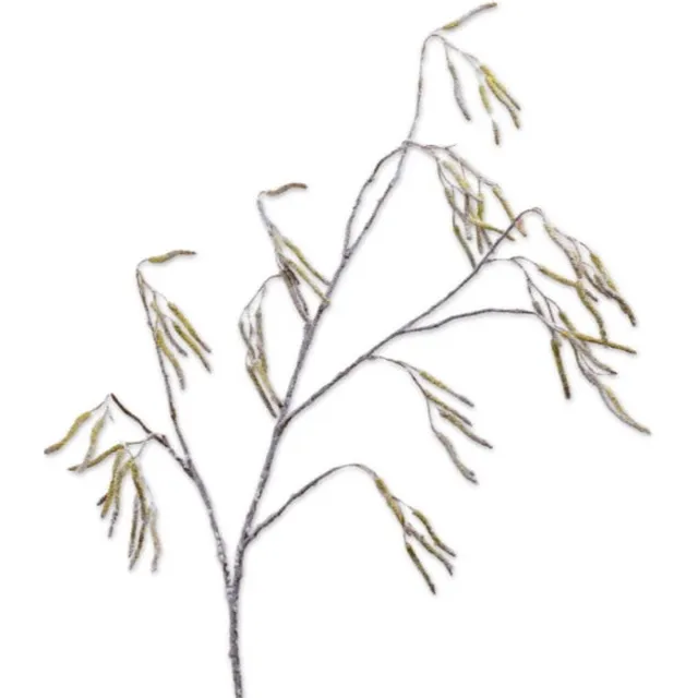 Silk-ka Kunstbloem-Zijde Bloemen Wilgentak Groen met sneeuw 121 cm