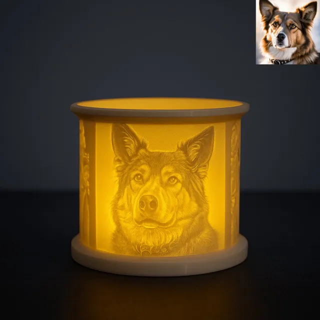 Lukana Gepersonaliseerde LED-Kaars Frame – Theelichthouder - Waxinelichthouders - Inclusief LED-theelichtje - Gepersonaliseerd Cadeau - incl. Batterijen - 4 Eigen Foto's - 10cm Warm-wit