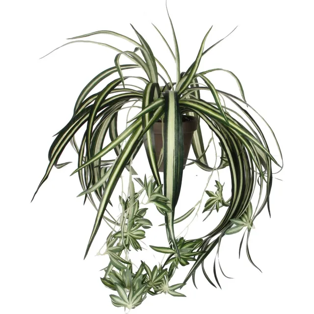 Mica Decorations Kunstplant - graslelie - groen - in pot - 45 cm - hangplanten
