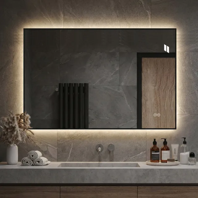 MODFU Led Badkamerspiegel - Aluminiumframe - Wandspiegel - Rechthoek - 70 X 50 Cm Silver