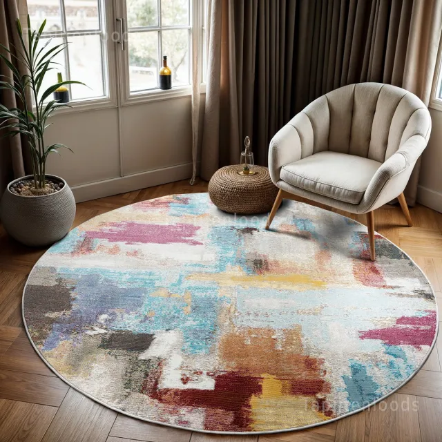 Muratap Picasso Artisan Vintage Rond Vloerkleed Multi Laagpolig- 160 CM Ø Multikleur