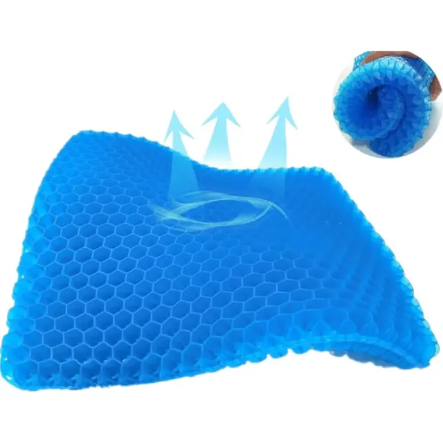 Solfit Ergonomisch Zitkussen - Orthopedisch Zitkussen - Gelkussen - Ergonomisch kussen - Wigkussen - Dubbellaagse Honingraatstructuur - COMFORTKA Blauw