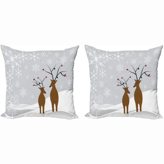 ABAKUHAUS Kussenhoes Set – 2x 60x60 cm – Dubbelzijdig bedrukt – Bruin, Lichtgrijs, Grijs, Wit